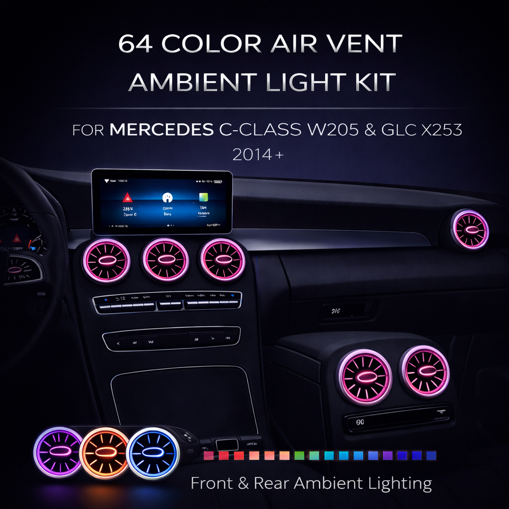 64-Color Ambient Air Vent LED Light Kit for Mercedes C-Class W205 & GLC X253 (2014–2020)