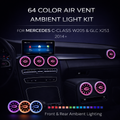 64-Color Ambient Air Vent LED Light Kit for Mercedes C-Class W205 & GLC X253 (2014–2020)