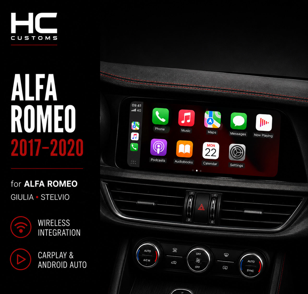 Wireless Apple CarPlay & Android Auto Upgrade Module for Alfa Romeo Giulia & Stelvio (2017–2020)
