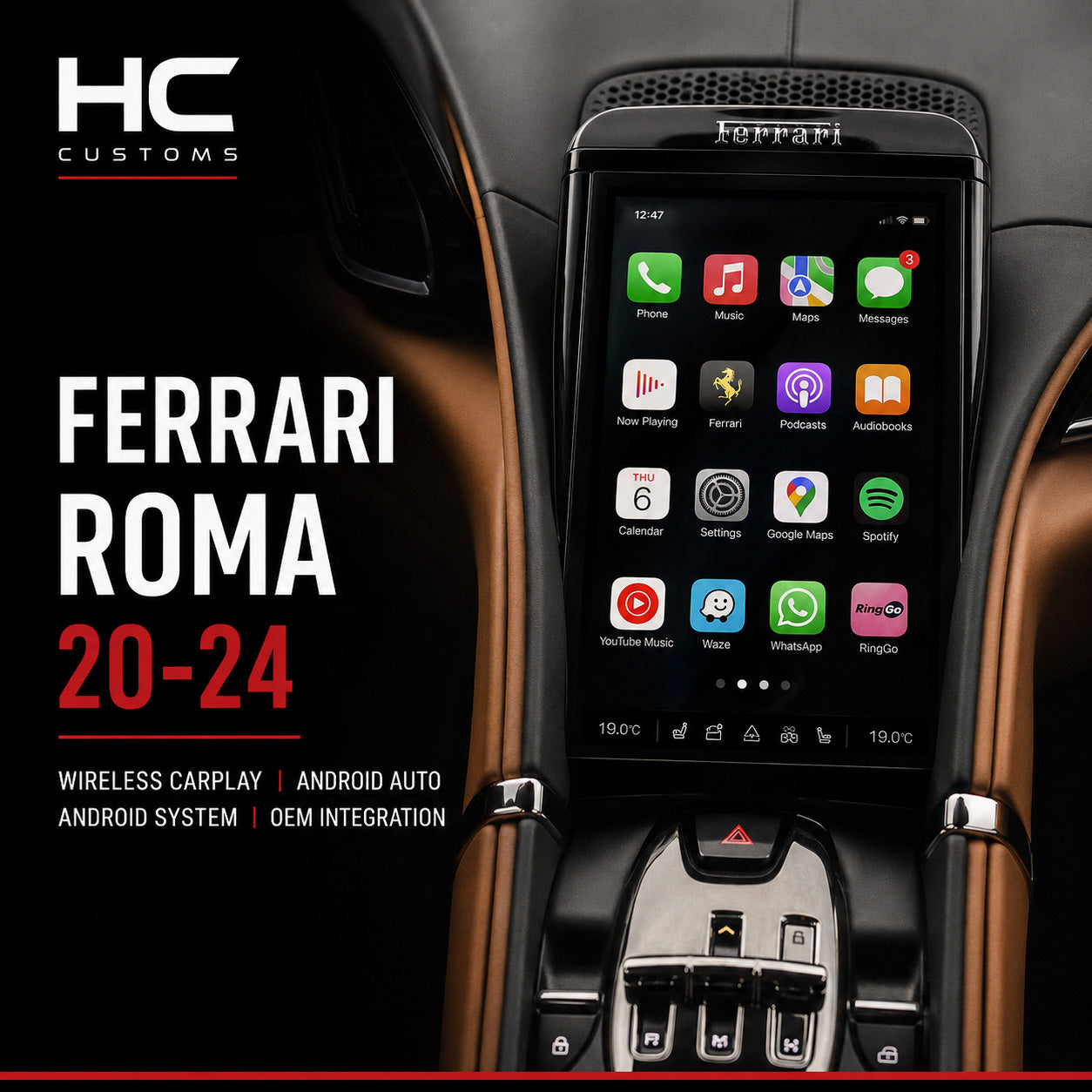 Wireless CarPlay Android Auto Module Kit For Ferrari Roma 2020-2024 OEM Screen