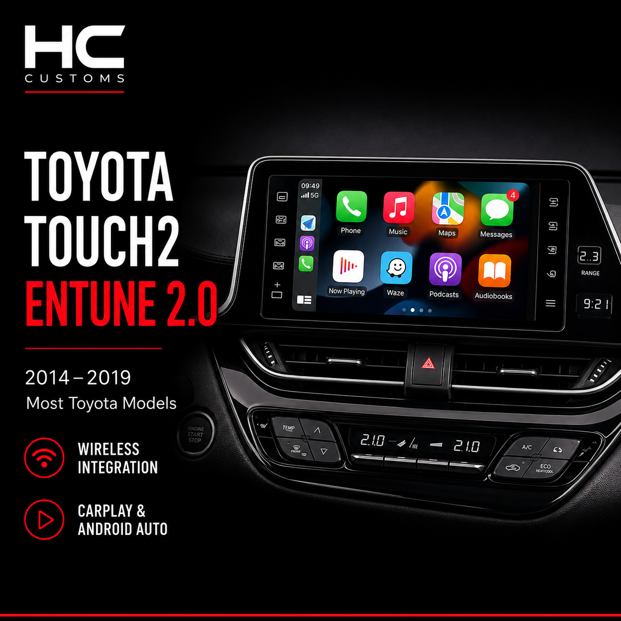 NEW Wireless Carplay Android Auto for TOYOTA CHR Corolla Camry Auris Prius RAV4