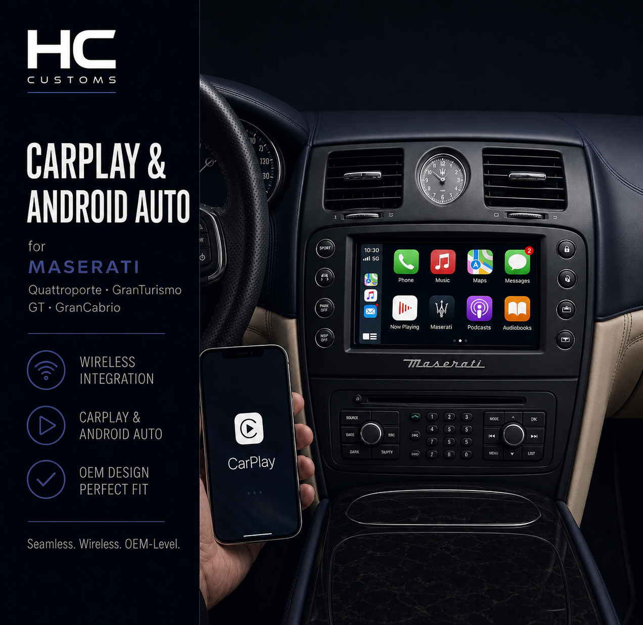 Wireless Apple CarPlay & Android Auto Module for Maserati Quattroporte, GranTurismo & GranCabrio