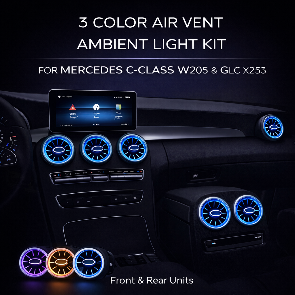 3-Color Ambient Air Vent LED Light Kit for Mercedes C-Class W205 & GLC X253 (2014–2020)