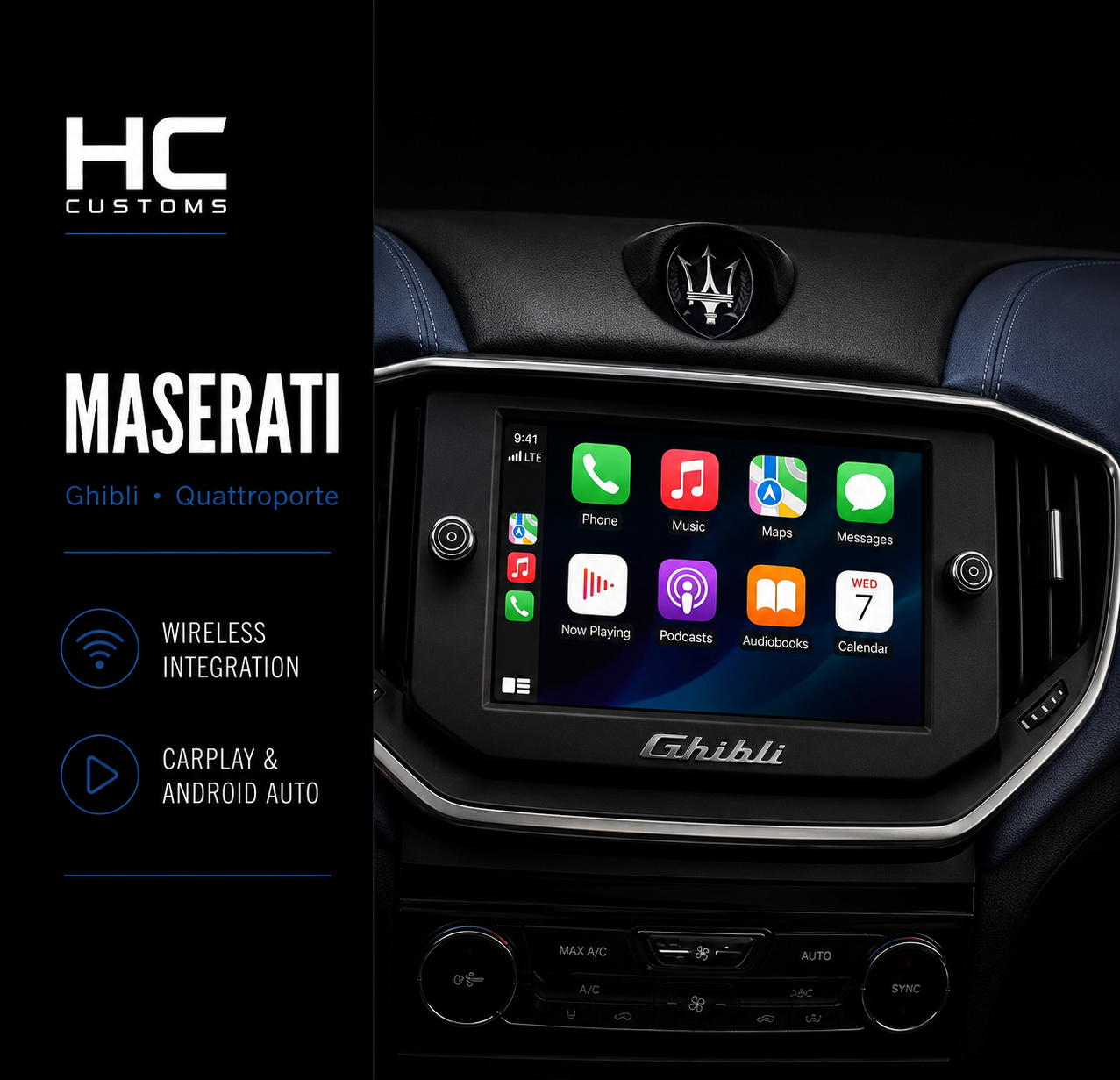 Wireless Apple CarPlay & Android Auto Retrofit Kit for Maserati Ghibli & Quattroporte