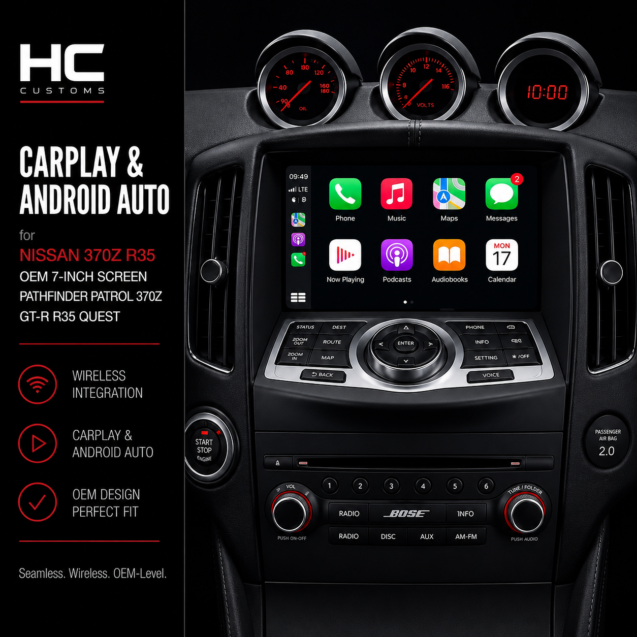Wireless CarPlay Android Auto Decoder Module for Nissan 370Z GTR R35 Infiniti QX
