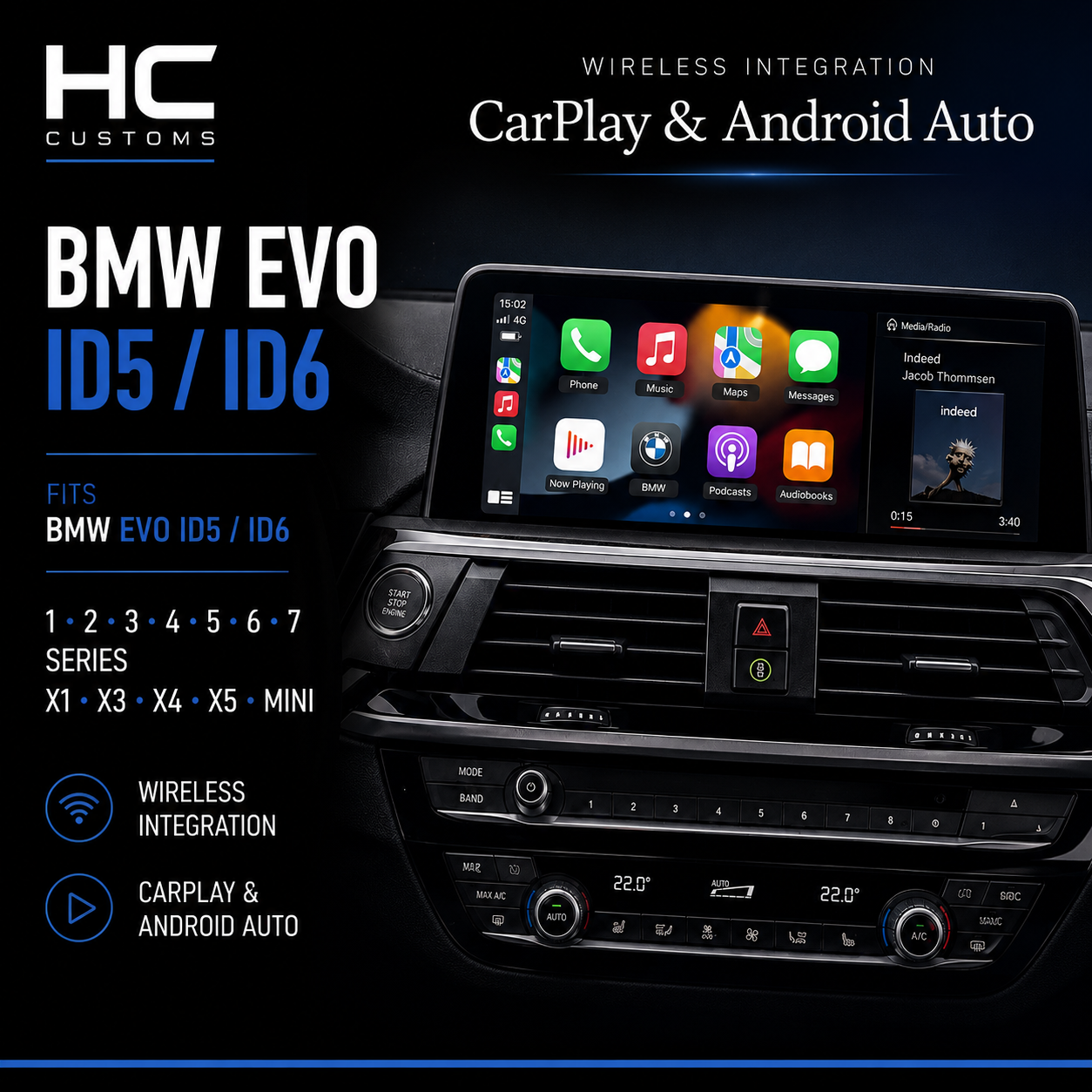 BMW NBT EVO ID5/ID6 Wireless Apple CarPlay & Android Auto Retrofit Kit