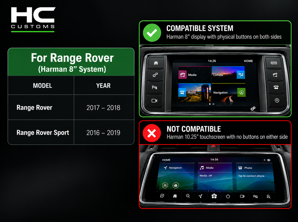 Range Rover Evoque, L405 & L494 Wireless Apple CarPlay & Android Auto Retrofit Module – Harman 8”