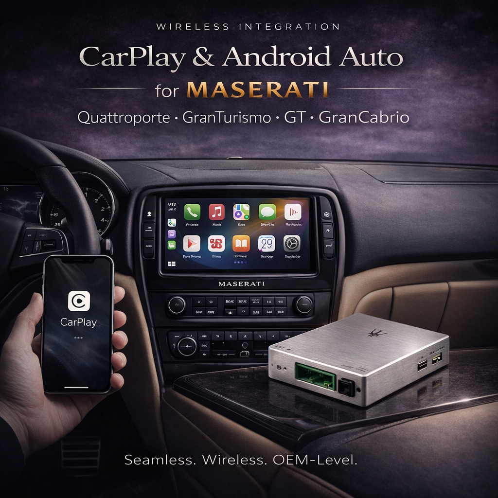 Wireless Apple CarPlay & Android Auto Module for Maserati Quattroporte, GranTurismo & GranCabrio