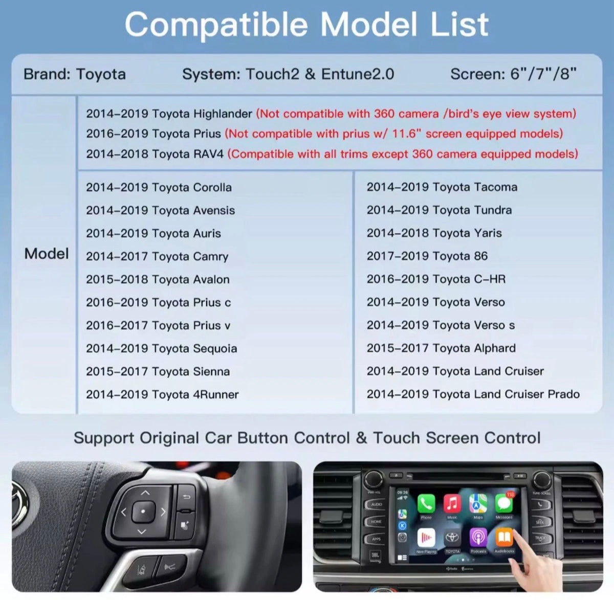 Toyota Wireless Apple CarPlay & Android Auto Module (C-HR, Corolla, Camry, Auris, Prius & RAV4)