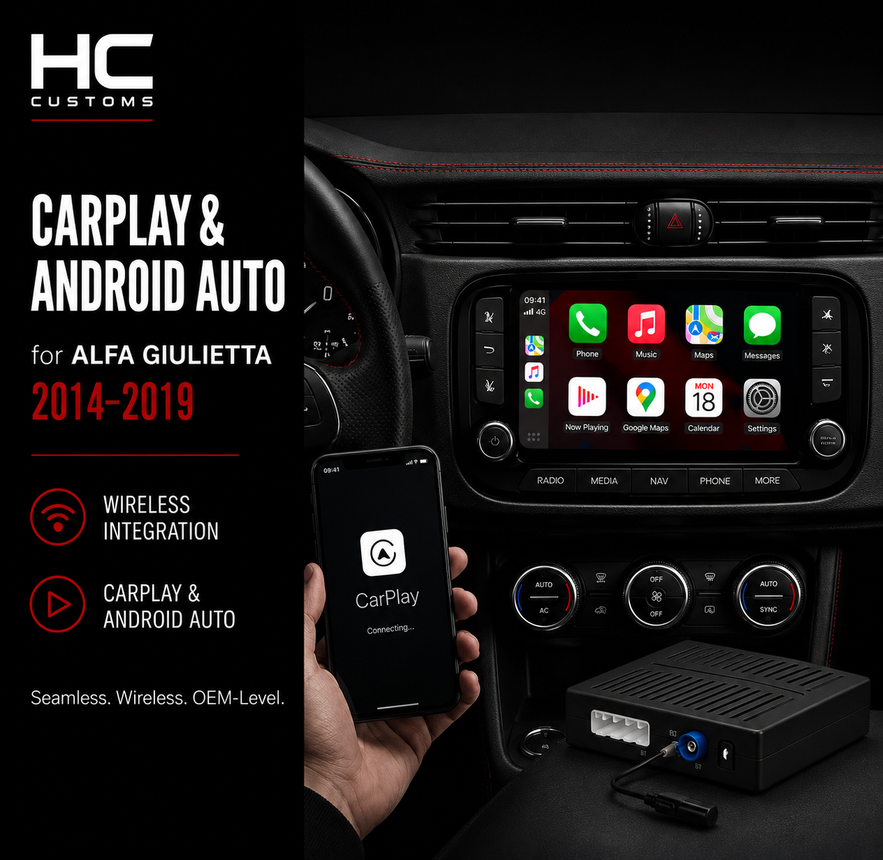 Wireless Apple CarPlay & Android Auto Module for Alfa Romeo Giulietta (7” Display, 2014–2019)