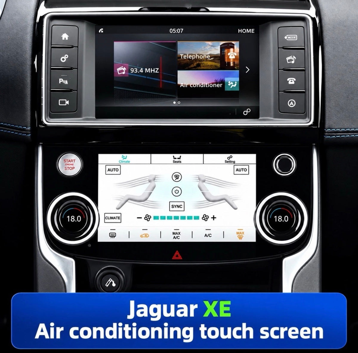 Jaguar XE, XF & F-PACE 2015–2020 LCD Touchscreen Climate Control & AC Panel Upgrade