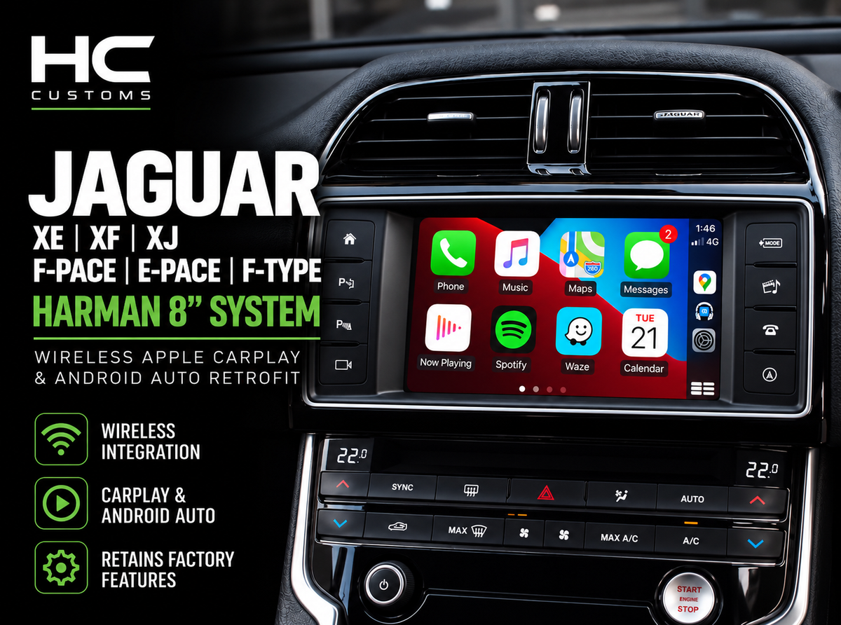 Jaguar XE, XF, XJ, F-PACE, E-PACE & F-TYPE Wireless Apple CarPlay & Android Auto Retrofit – Harman 8”