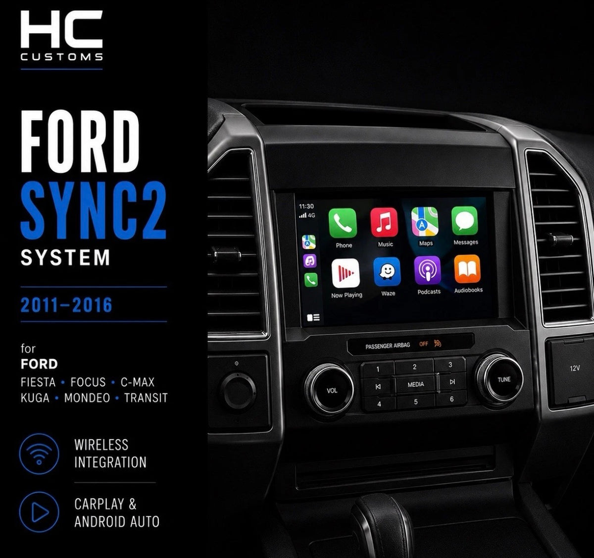 Wireless Apple CarPlay & Android Auto Retrofit Module for Ford SYNC 2 (Focus, Fiesta & Edge)