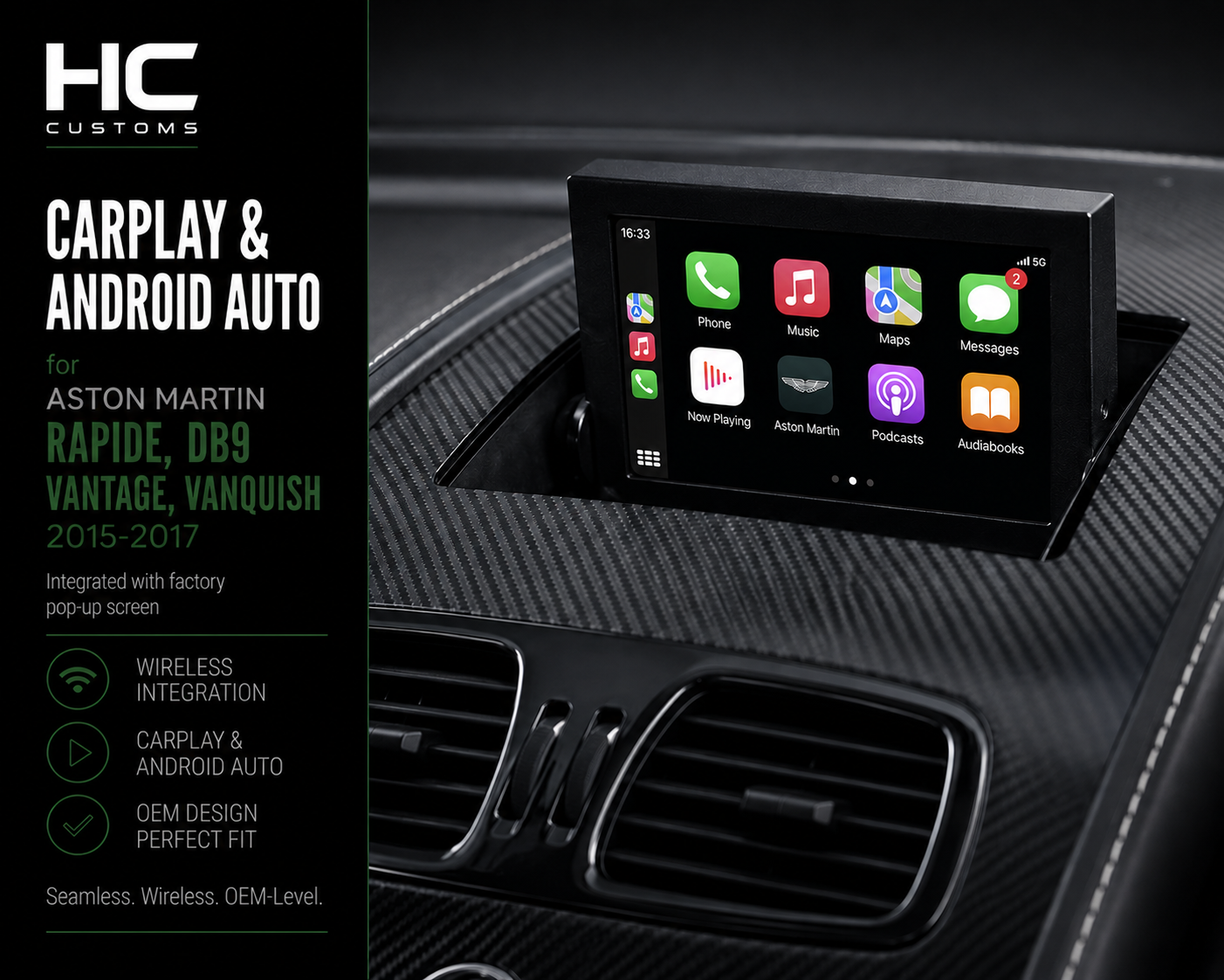 Aston Martin Rapide DB9 Vantage Vanquish CarPlay Android Auto Module 2015-2017
