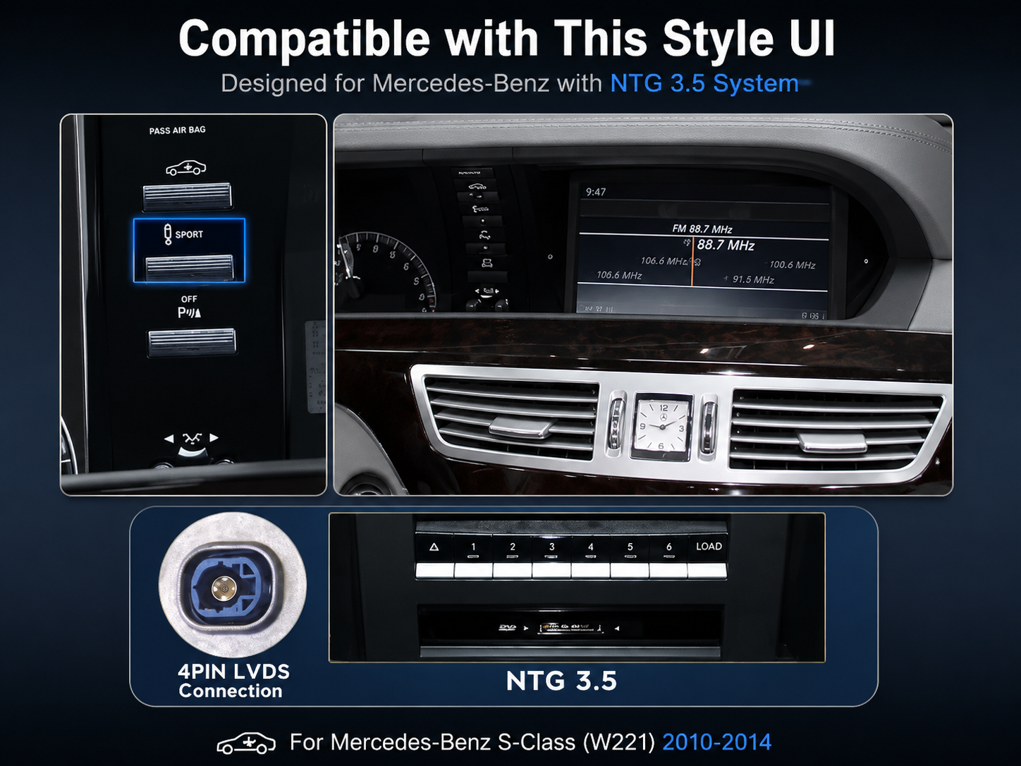 Mercedes S CL W221 C216 Wireless CarPlay Android Auto NTG3.5 2010-2014 Module
