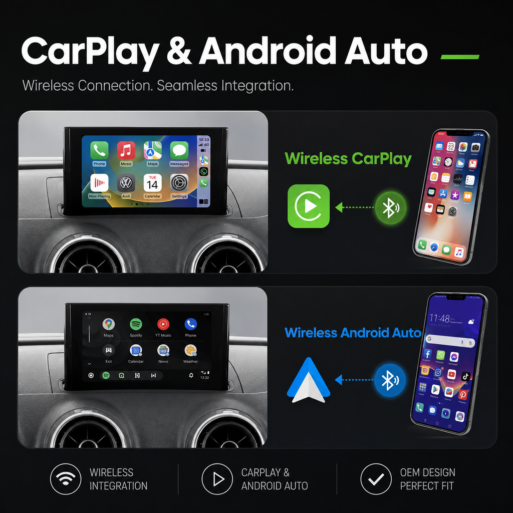 Wireless CarPlay Android Auto Module Audi A1 Q3 RMC OEM Interface 2012-2018