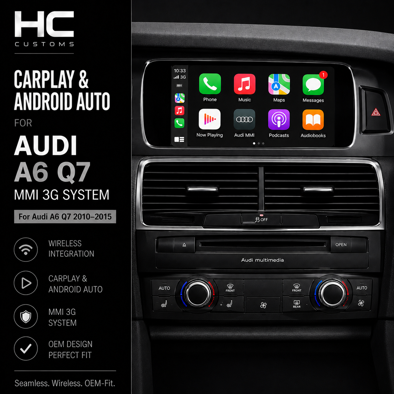 Wireless CarPlay Android Auto Module Audi A6 Q7 MMI 3G OEM Interface Kit