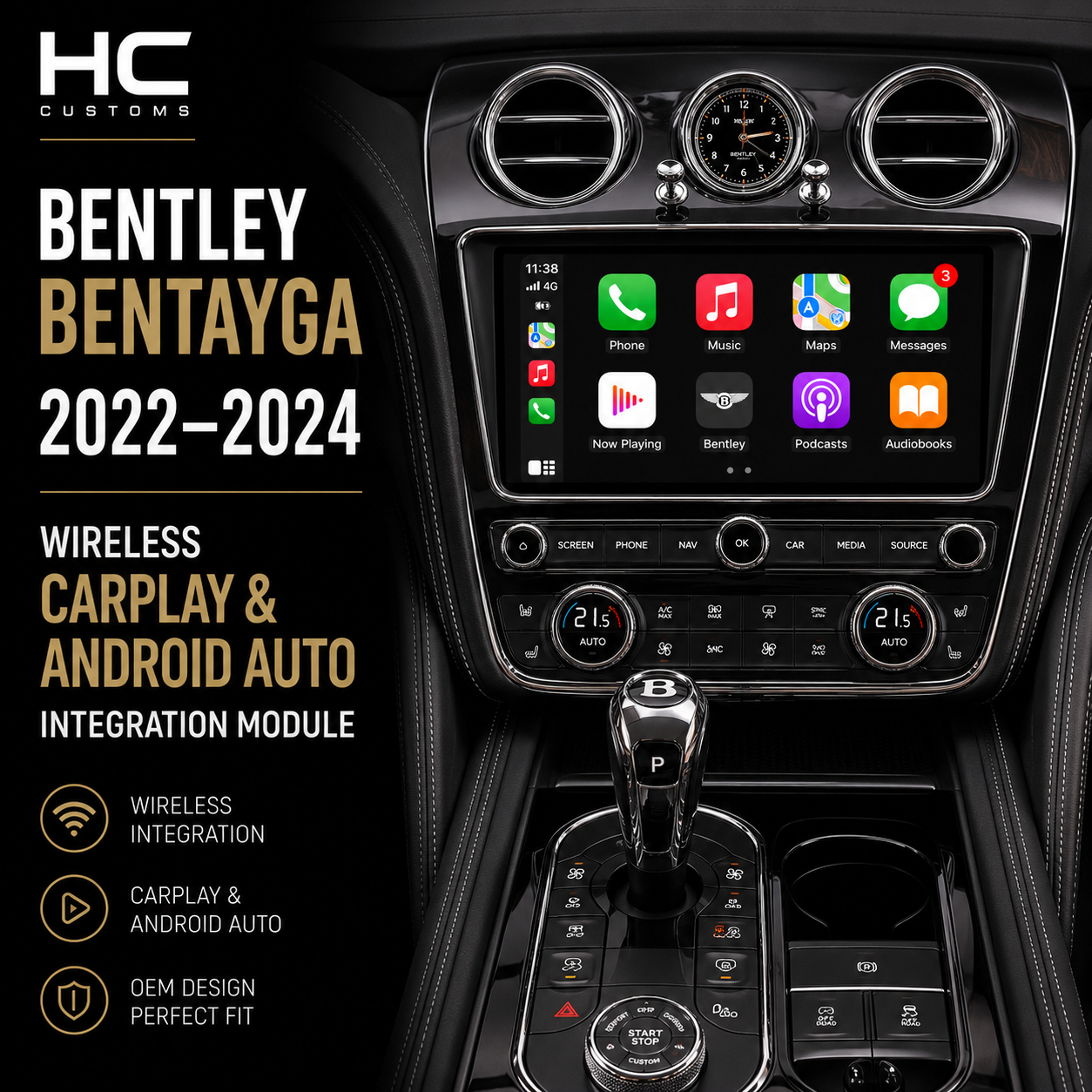 Wireless CarPlay Android Auto Module Bentley Bentayga 2022-2024 OEM Upgrade
