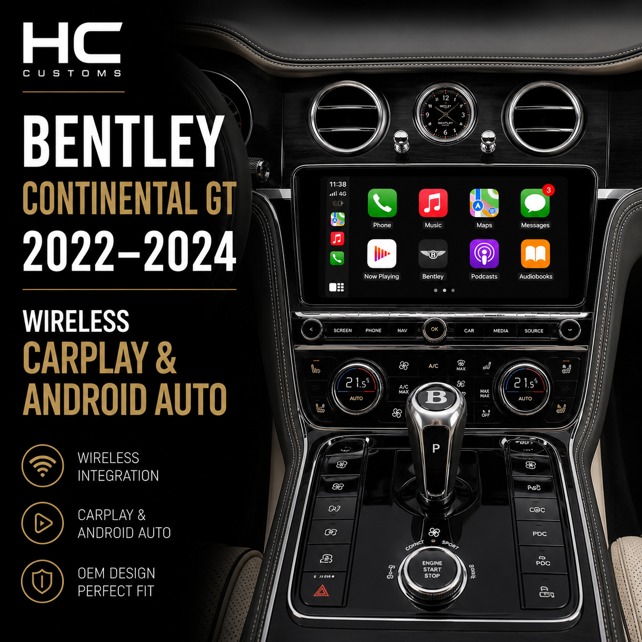 Wireless CarPlay Android Auto Module Bentley Continental GT 2022-2024 OEM