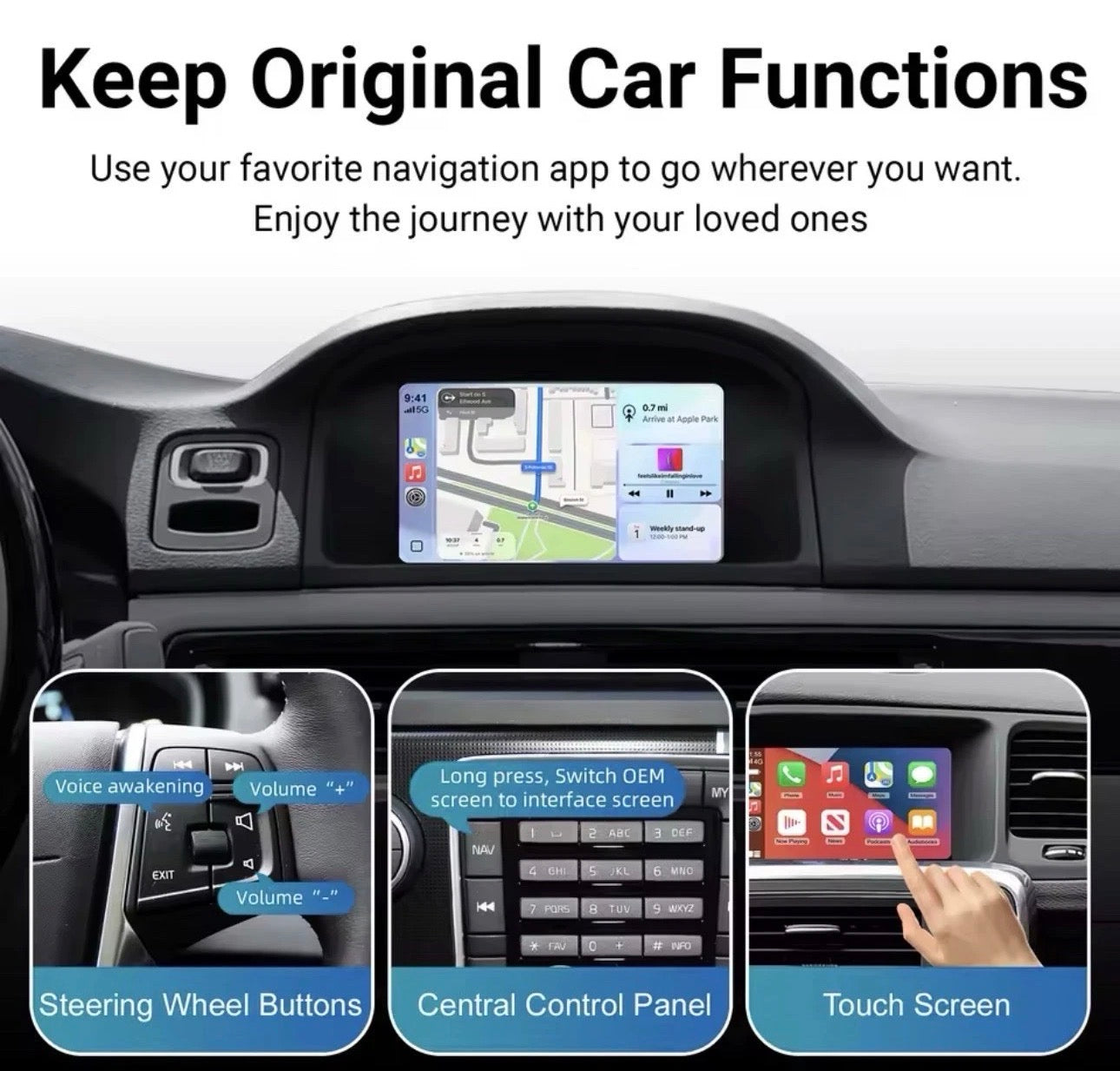 Wireless Apple CarPlay & Android Auto Module for Volvo XC60, S60, V40, V60 & XC90 (2010–2015)