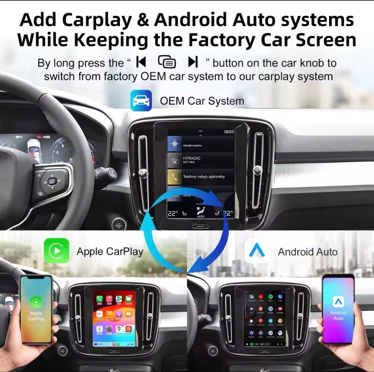 Wireless Apple CarPlay & Android Auto Module for Volvo XC60, S60, S90, V60, V90 & XC90 (2017–2020)