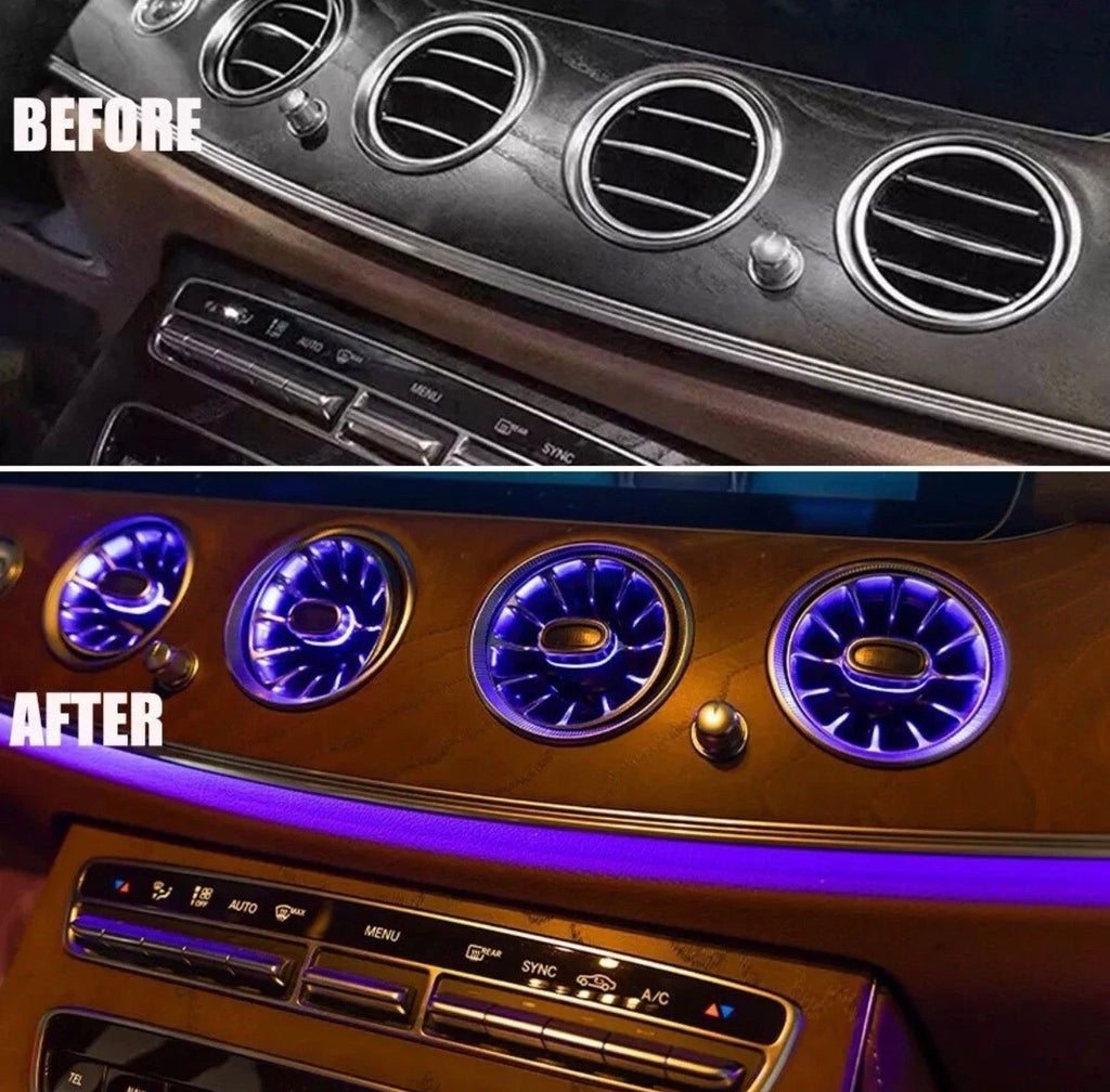 64-Color Ambient Air Vent Light Kit for Mercedes E-Class W213 (2016–2023, Front & Rear)