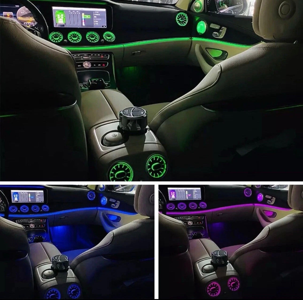 64-Color Ambient Air Vent Light Kit for Mercedes E-Class W213 (2016–2023, Front & Rear)