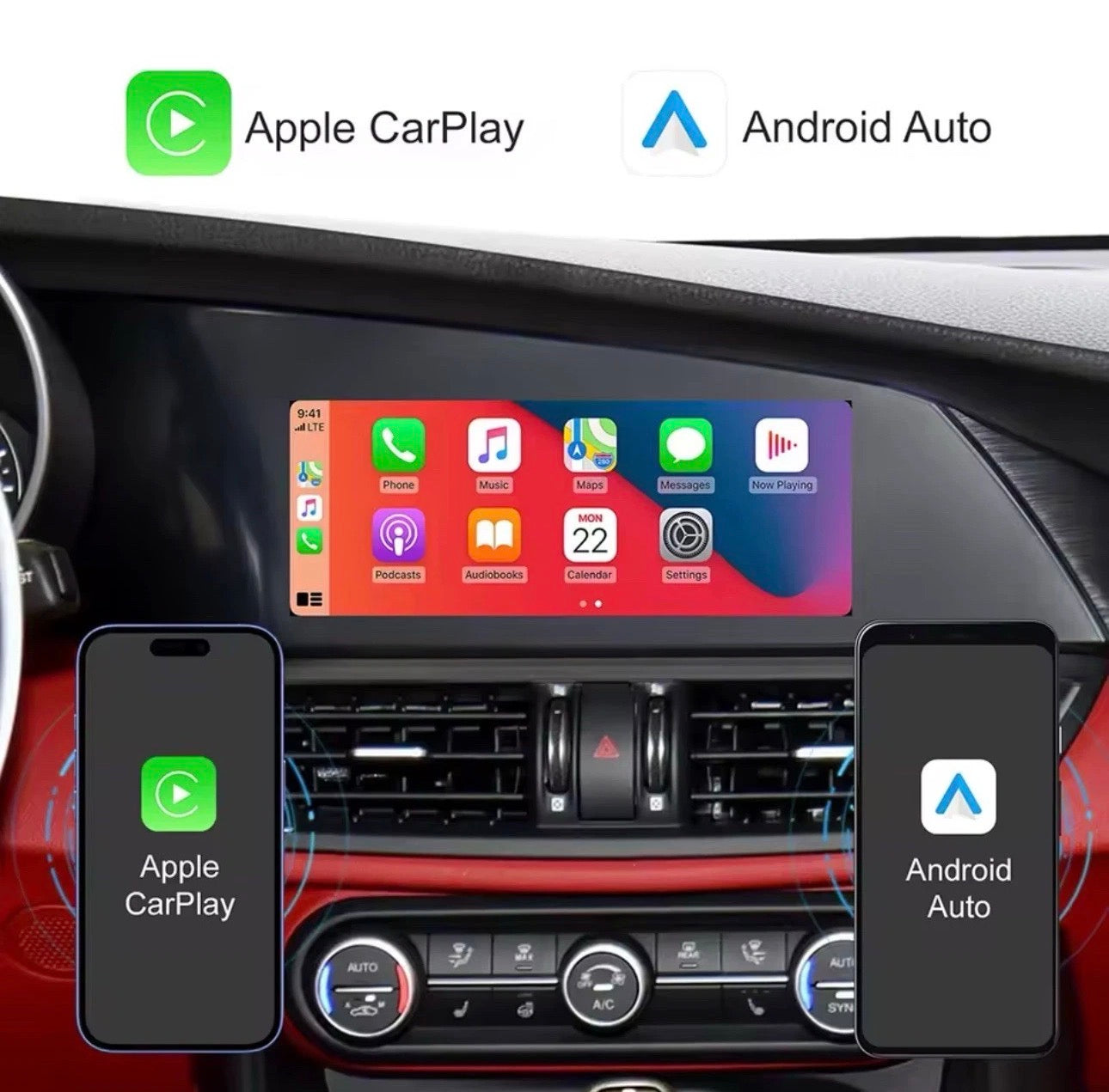Wireless Apple CarPlay & Android Auto Upgrade Module for Alfa Romeo Giulia & Stelvio (2017–2020)