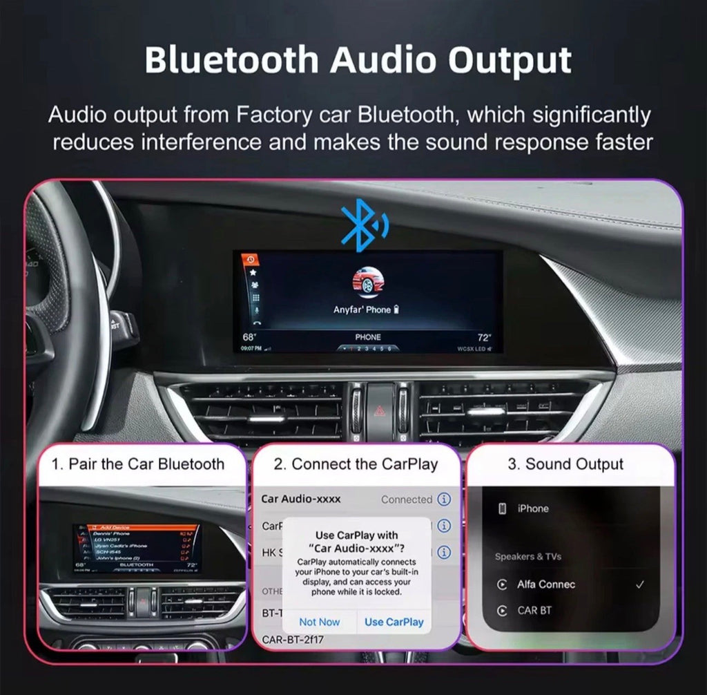 Wireless Apple CarPlay & Android Auto Upgrade Module for Alfa Romeo Giulia & Stelvio (2017–2020)