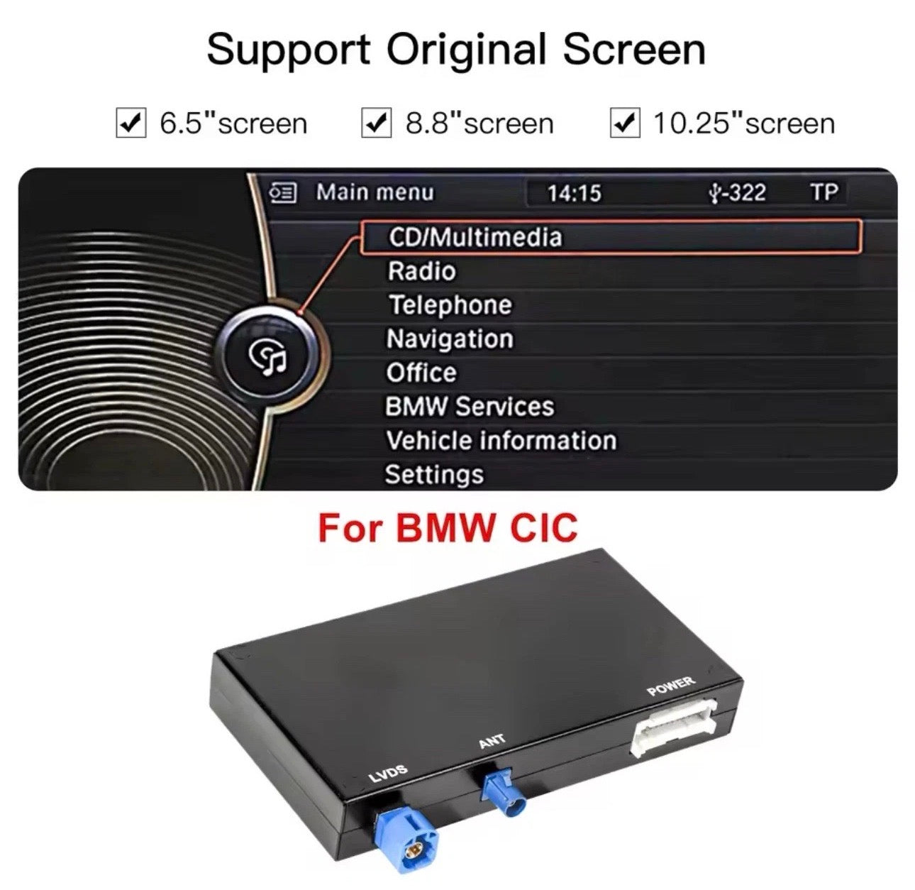 Wireless Apple CarPlay & Android Auto Module Kit for BMW CIC (1, 3, 5, 7 Series, X3 & X5, 2008–2013)