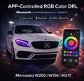 RGB DRL LED Modules with App Control for Mercedes W205, W217 & W156 (C-Class, S-Class, GLA, 2015–2020)