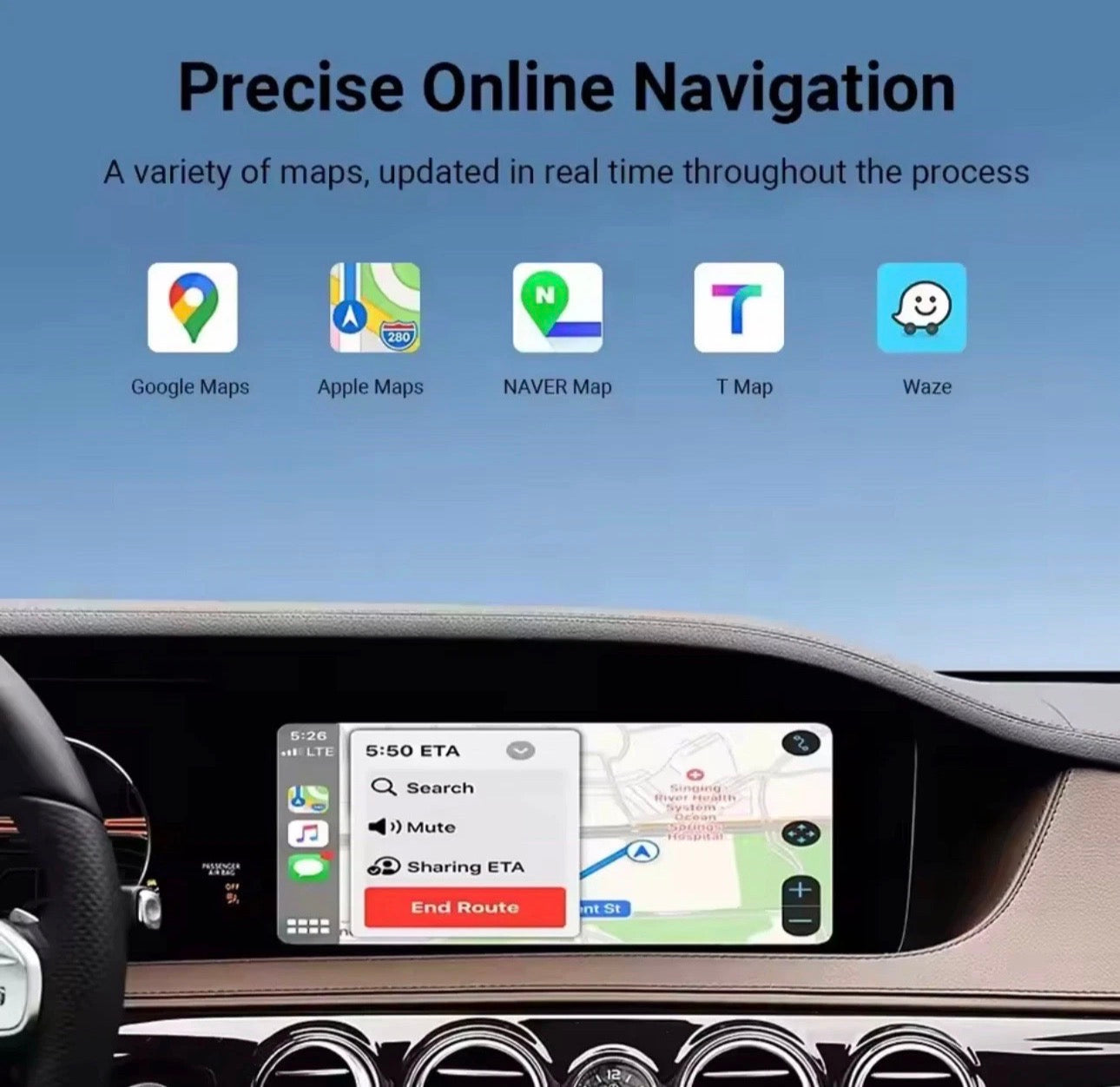 Wireless Apple CarPlay & Android Auto Module for Mercedes-Benz S-Class W222 & W217 (2014–2020)
