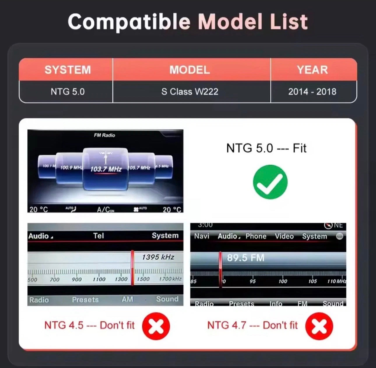Wireless Apple CarPlay & Android Auto Module for Mercedes-Benz S-Class W222 & W217 (2014–2020)
