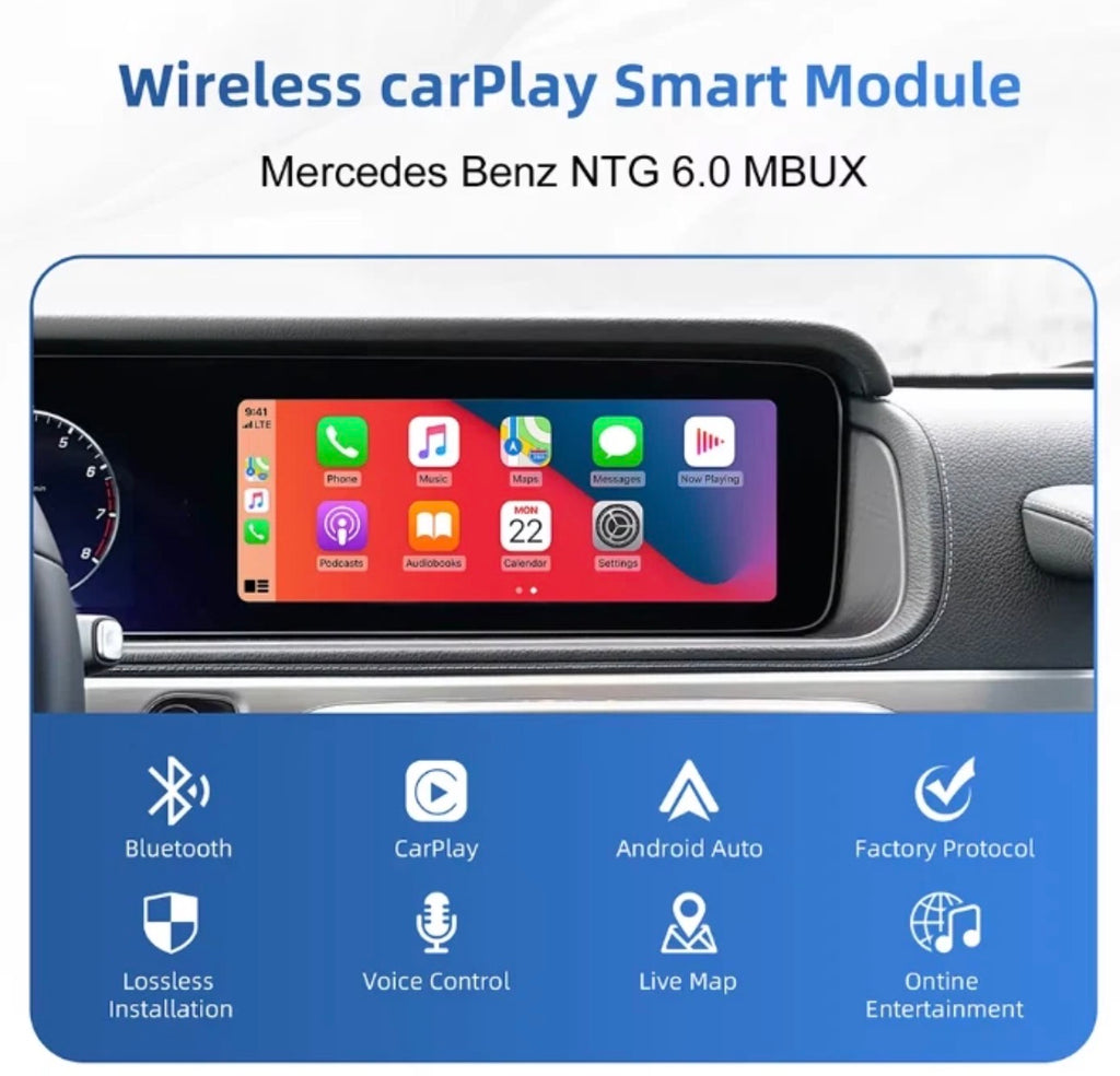 Wireless Apple CarPlay & Android Auto Retrofit Module for Mercedes-Benz MBUX (NTG 6.0)