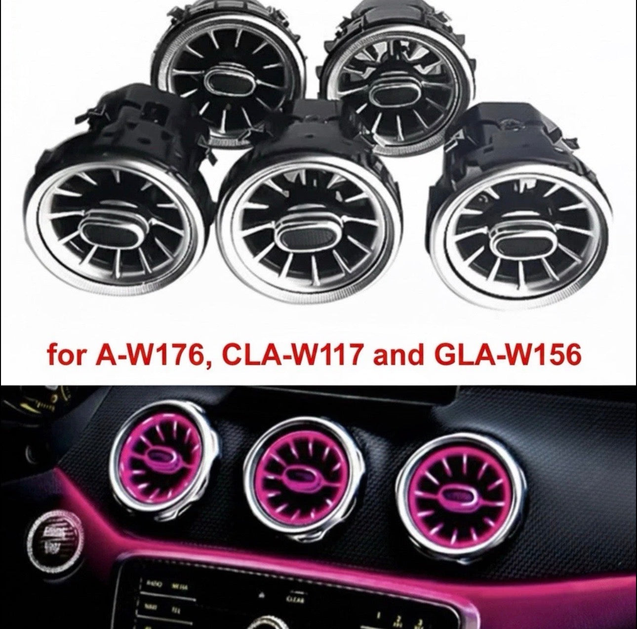 12-Color Ambient Air Vent Light Kit for Mercedes A-Class, CLA & GLA (W176, W117, W156)