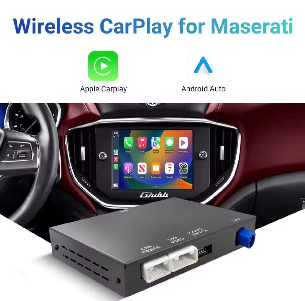 Wireless Apple CarPlay & Android Auto Retrofit Kit for Maserati Ghibli & Quattroporte