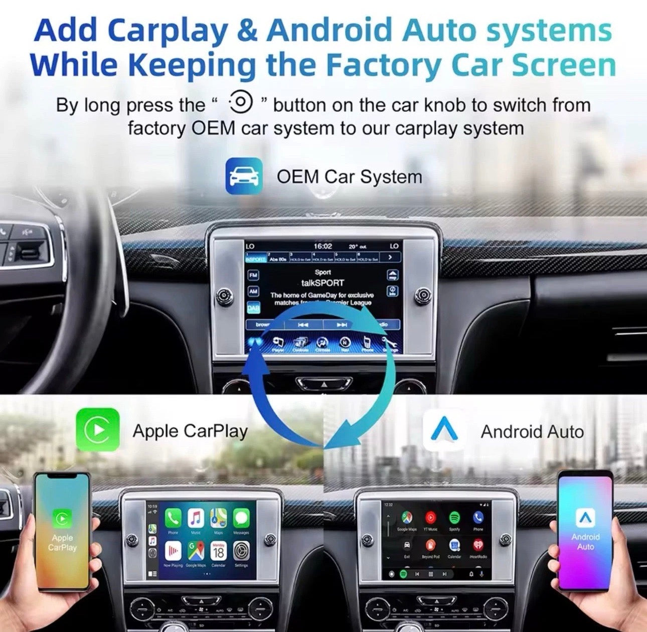 Wireless Apple CarPlay & Android Auto Retrofit Kit for Maserati Ghibli & Quattroporte