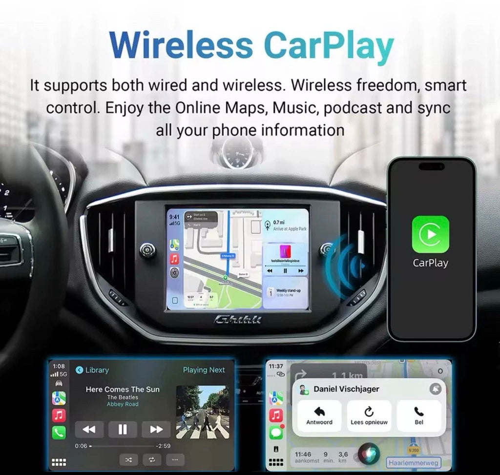 Wireless Apple CarPlay & Android Auto Retrofit Kit for Maserati Ghibli & Quattroporte
