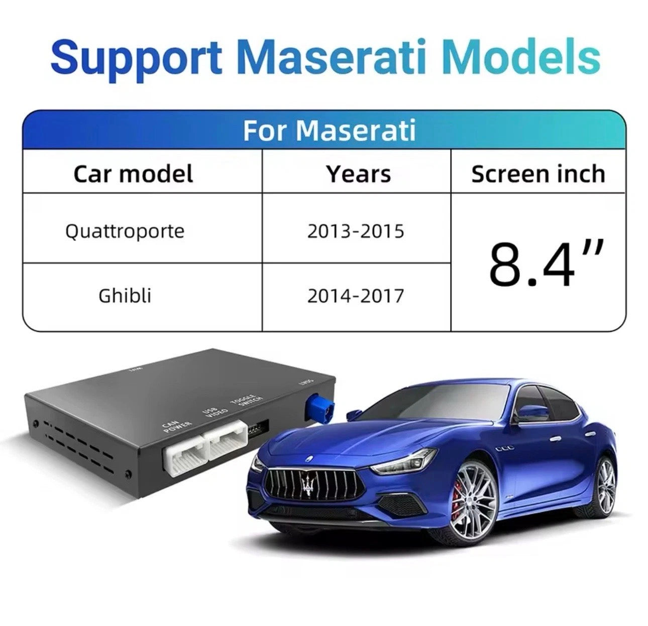 Wireless Apple CarPlay & Android Auto Retrofit Kit for Maserati Ghibli & Quattroporte