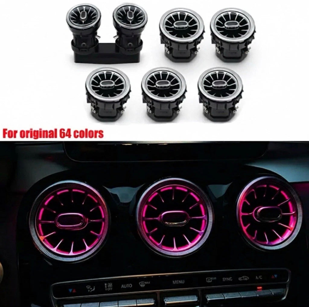 64-Color Ambient Air Vent LED Light Kit for Mercedes C-Class W205 & GLC X253 (2014–2020)