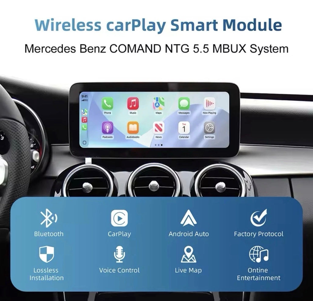 Wireless Apple CarPlay & Android Auto Module for Mercedes-Benz NTG 5.5 COMAND
