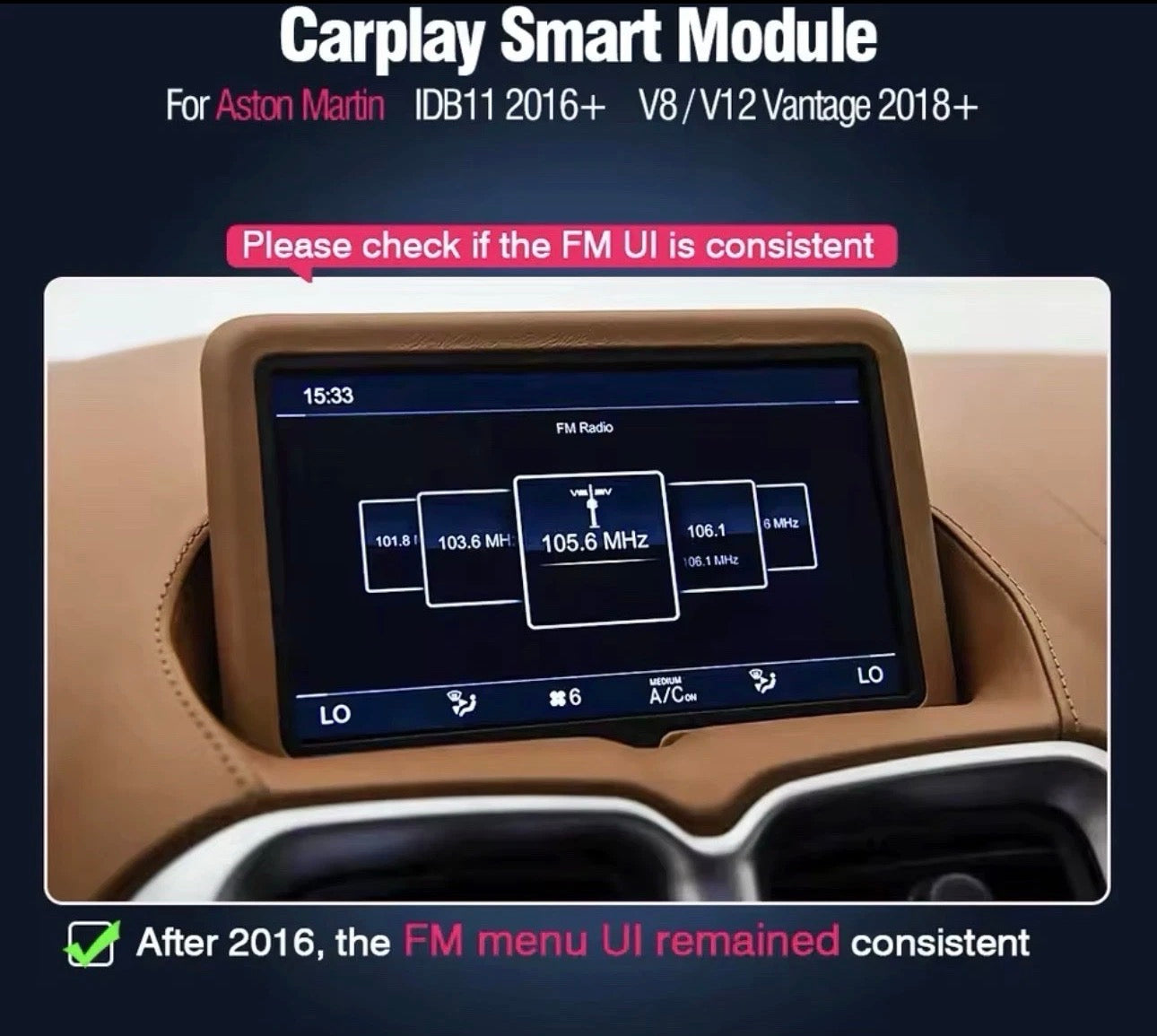 Wireless Apple CarPlay & Android Auto Module for Aston Martin DB11 & Vantage (2016–2023)