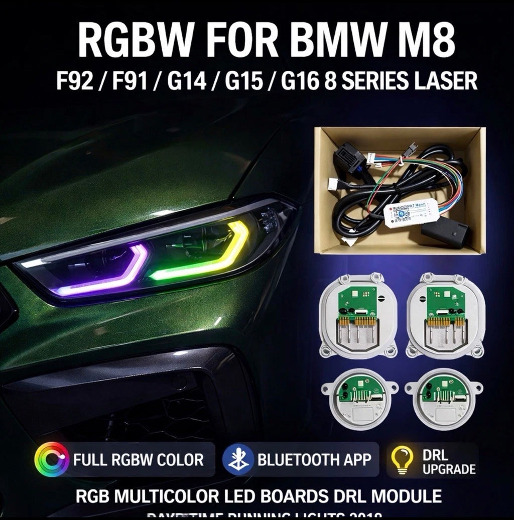 RGBW DRL LED Modules with App Control for BMW M8 F91 & F92 and 8 Series G14, G15 & G16 (2018+, Laser Headlights)