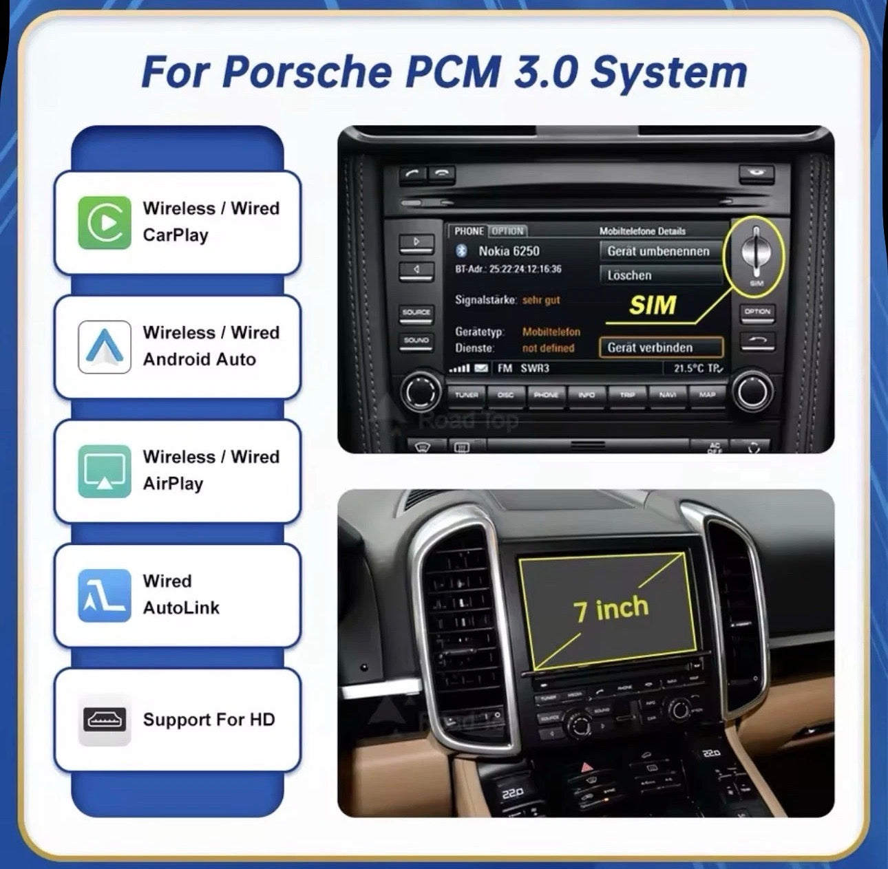 Wireless Apple CarPlay & Android Auto Module for Porsche PCM 3.0 (2008–2011)