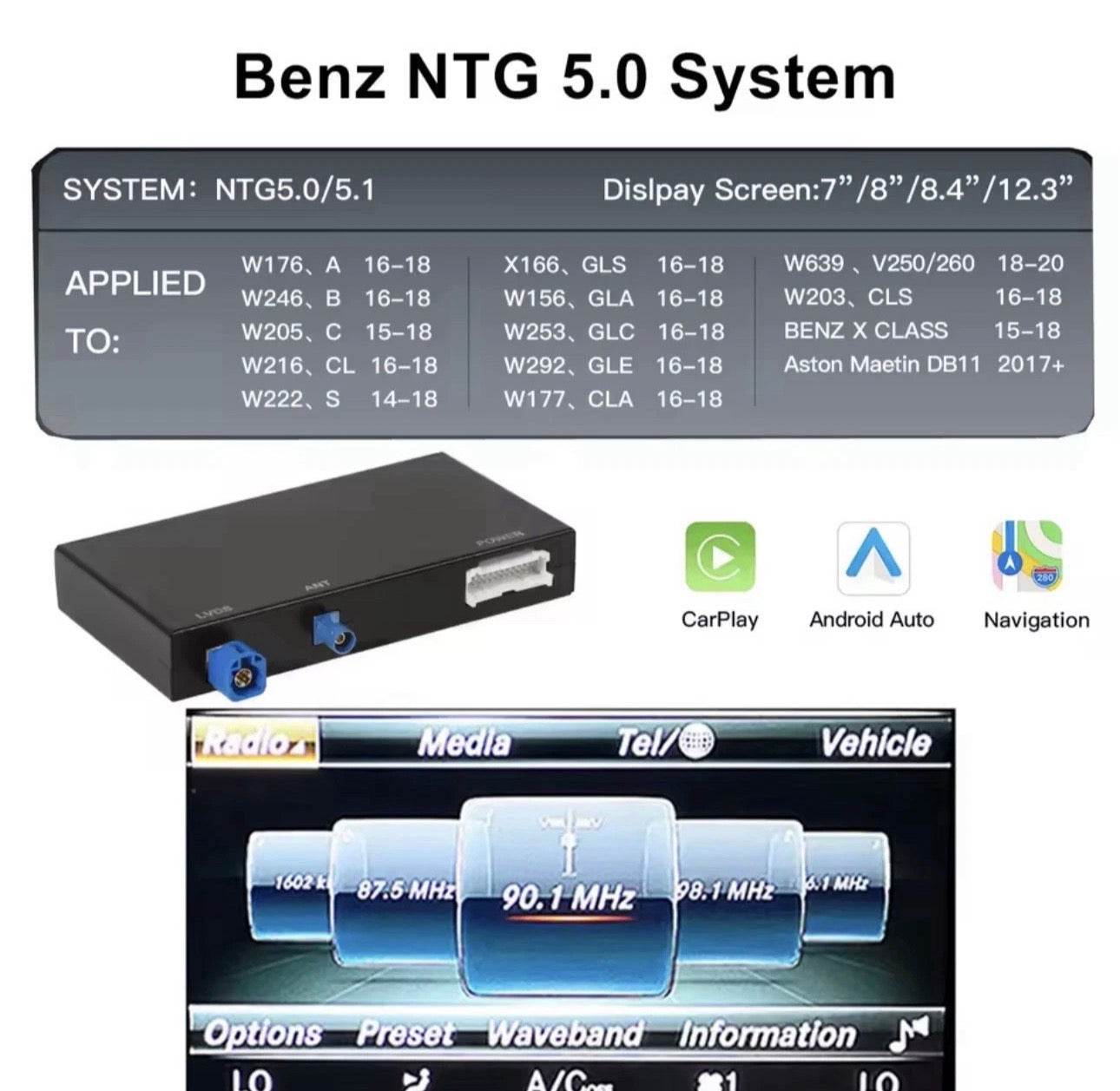 Wireless Apple CarPlay & Android Auto Module for Mercedes-Benz NTG 5.0/5.1 (A, B, C, E, S, CLA, CLS, GLA & GLK)