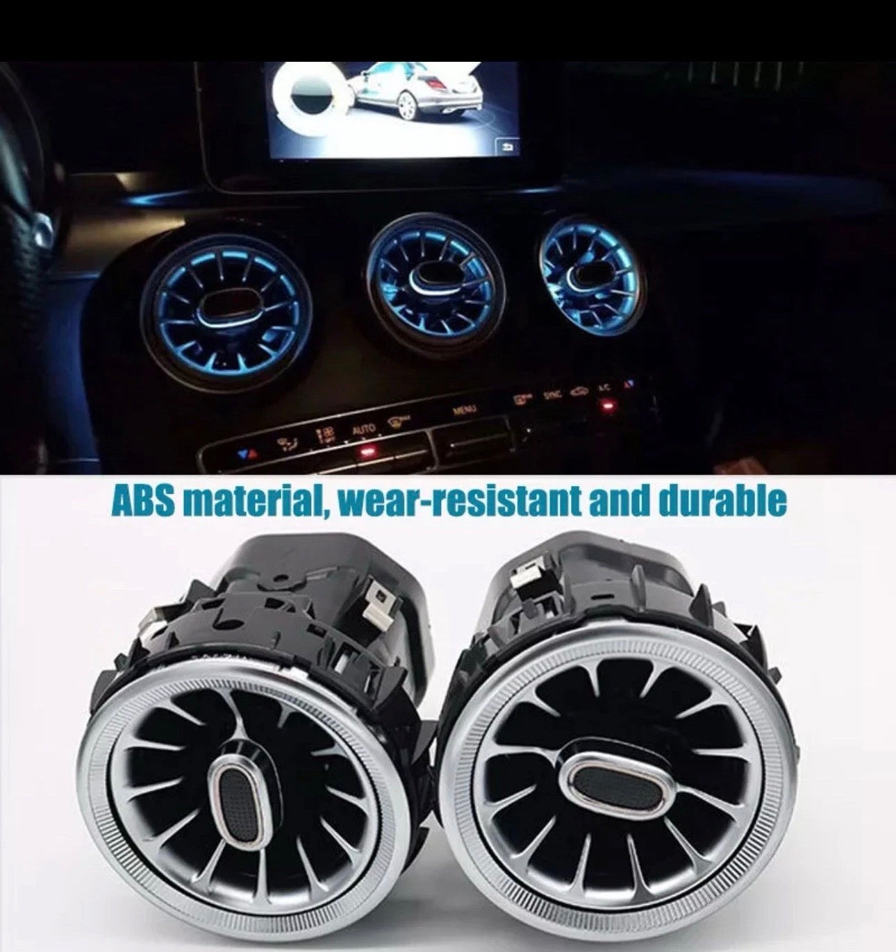 3-Color Ambient Air Vent LED Light Kit for Mercedes C-Class W205 & GLC X253 (2014–2020)