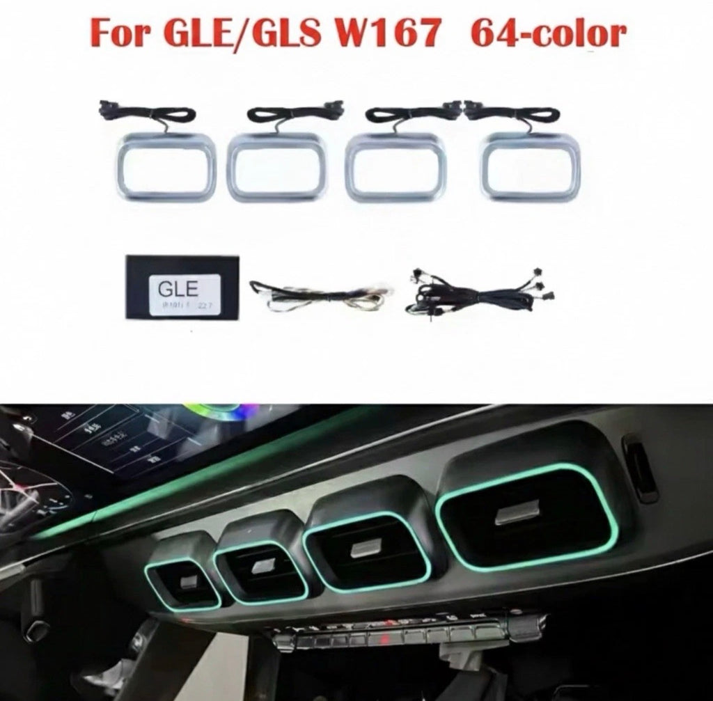 64-Color LED Air Vent Ambient Lighting Kit for Mercedes-Benz GLE & GLS W167 (2019–2024)