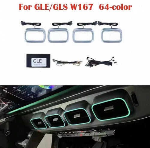 64-Color LED Air Vent Ambient Lighting Kit for Mercedes-Benz GLE & GLS W167 (2019–2024)