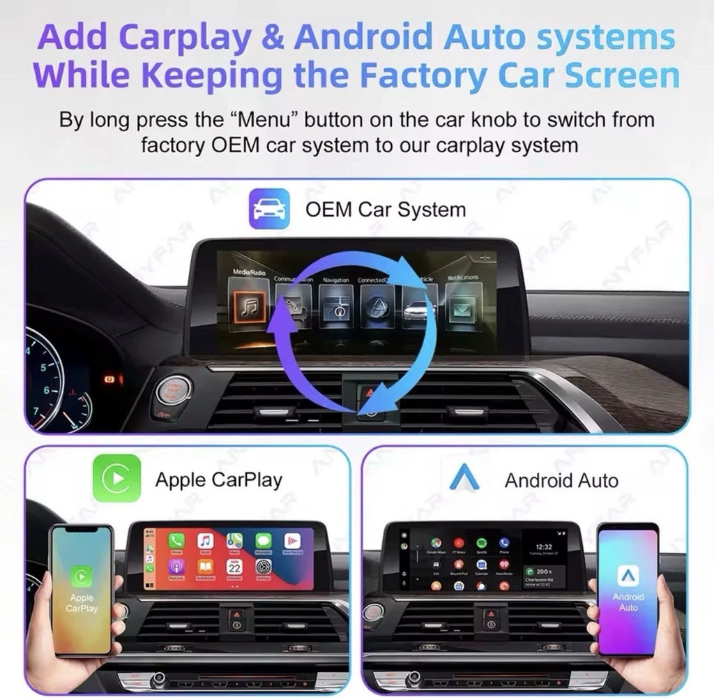 BMW NBT EVO ID5/ID6 Wireless Apple CarPlay & Android Auto Retrofit Kit