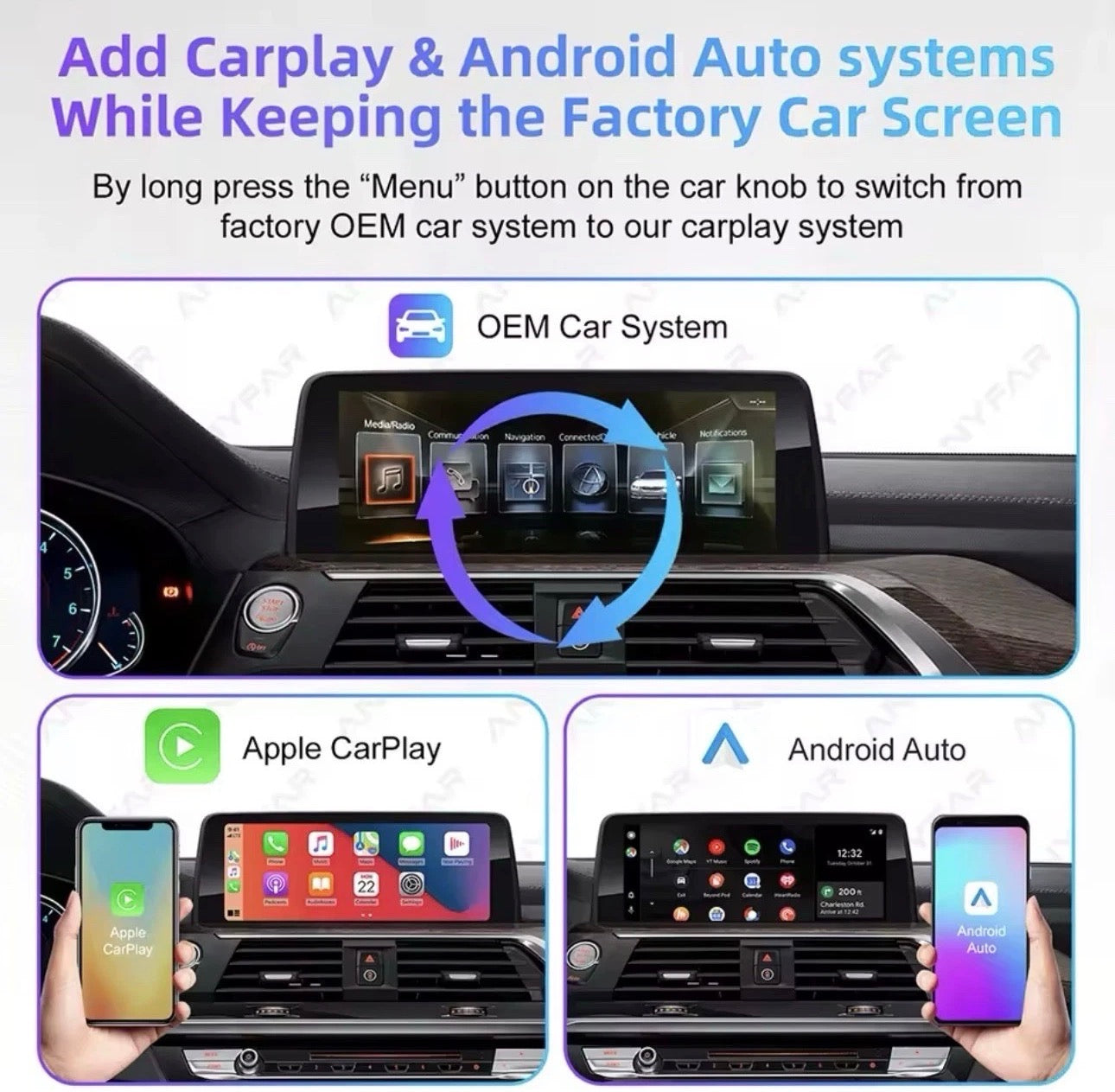 BMW NBT EVO ID5/ID6 Wireless Apple CarPlay & Android Auto Retrofit Kit